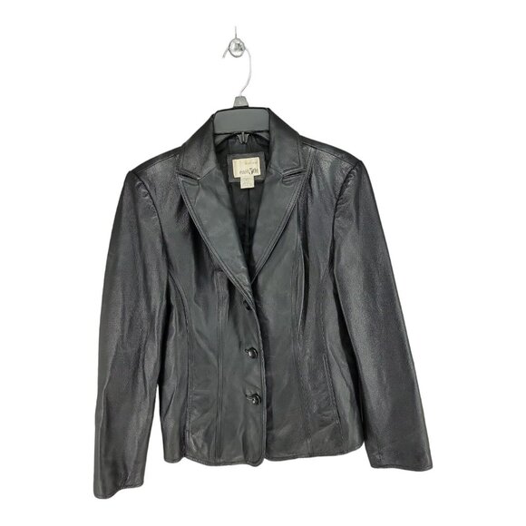 Vintage Leather Jacket Blazer Womens Black Small 90's - Picture 9 of 9